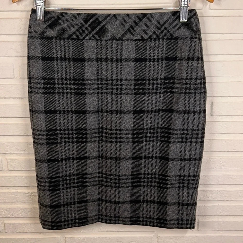 Loft Gray and Black Wool Blend Work Pencil Skirt, Women’s size 4